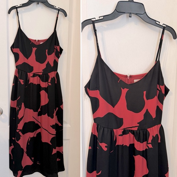 LIKE NEW! LOFT ANN TAYLOR MIDI DRESS. ADJUSTABLE STRAPS, LIGHTWEIGHT, BACK ZIP - Picture 1 of 14